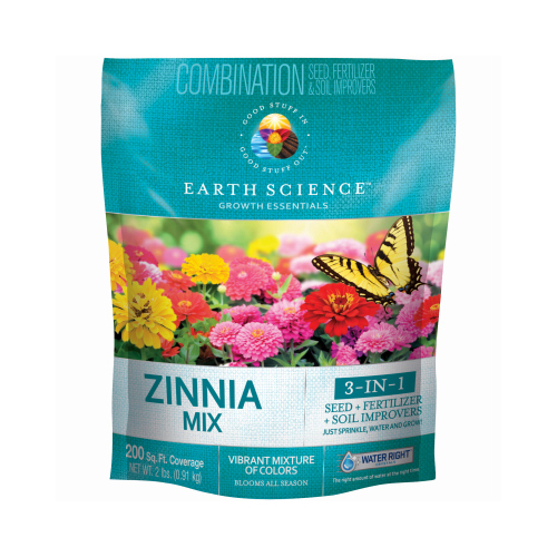 Earth Science 12142-6 Zinnia Seed, Fertlizer and Soil Conditioner Growth Essentials Annuals, Perennials and Herbs Zinnia Seed, Fertlizer and Soil Condit