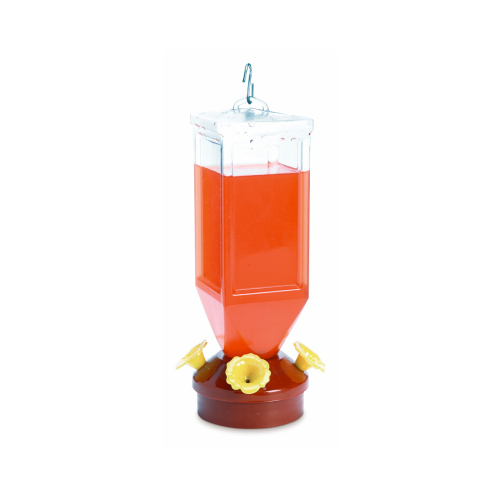 Nectar Feeder Hummingbird 18 oz Plastic Lantern 4 ports Clear/Red