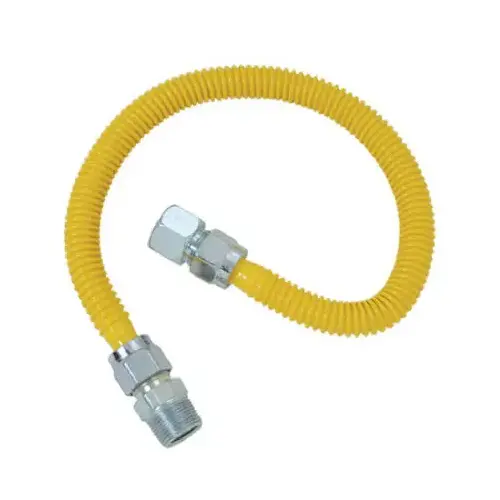 ProCoat Series Gas Connector, 3/4 in FIP x 3/4 in MIP , Stainless Steel, 48 in L, 1/2 in FIP Tap