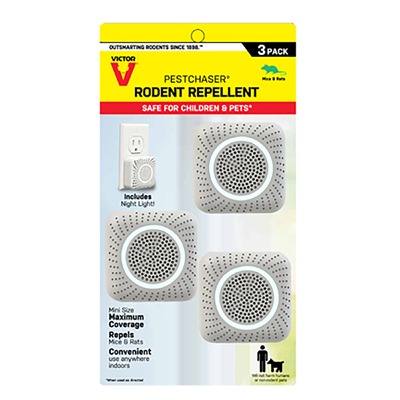 VICTOR M753K PestChaser Rodent Repellent, Plug-In, 1.69 in L, Repels: Mice, Rats White - pack of 3