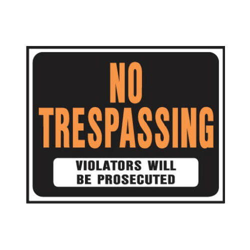 Sign English Black No Trespassing 15" H X 19" W - pack of 6