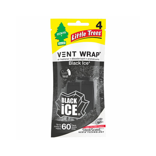 Little Trees CTK-52731-24 Car Air Freshener Vent Wrap Black Ice Scent 4 oz Solid