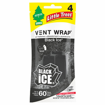 Little Trees CTK-52731-24 Car Air Freshener Vent Wrap Black Ice Scent 4 oz Solid