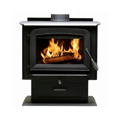 Ashley Hearth Wood Stove Pedestal Stove, 27 in W, 20-1/4 in D, 30.78 in H, 89000 Btu Heating Black