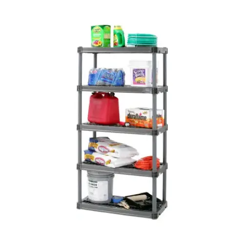 Maxit 91005MAXIT-1C25 5-Shelf Shelving Unit, Ventilated, 37 x 71 x 18 In. Black