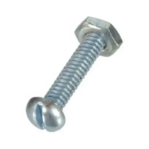 Machine Screws No. 1/4-20 X 2" L Slotted Round Head Zinc-Plated Steel Zinc-Plated