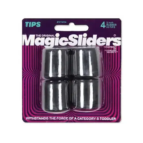 Magic Sliders 97484 1 In. Hi-Tip Rubber Furniture Leg Tip (4-Pack) Black
