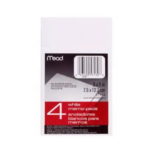 Mead 57130-XCP12 Memo Pad 3" W X 5" L 50 White - pack of 12