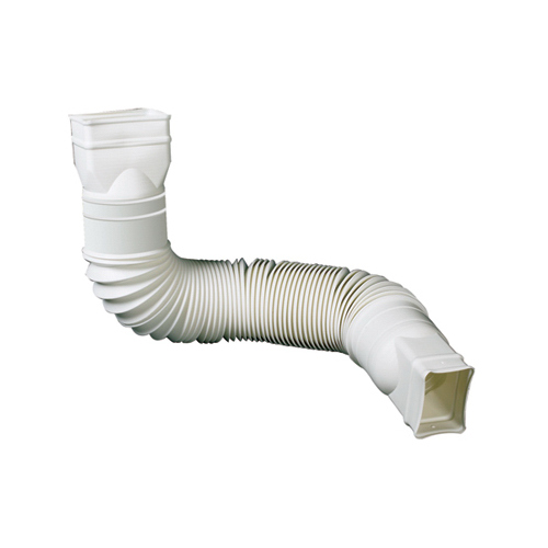 Flex-A-Spout Series 85510 Downspout Extension, 22 to 55 in L Extended, Aluminum, White