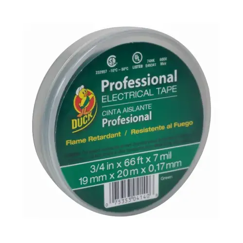 Electrical Tape Professional Grade 0.75" W X 66 ft. L Green Vinyl Green - pack of 12