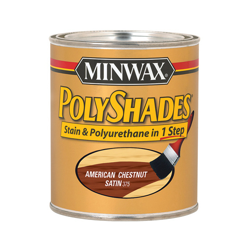 PolyShades 4444 Wood Stain and Polyurethane, Satin, American Chestnut, Liquid, 0.5 pt, Can