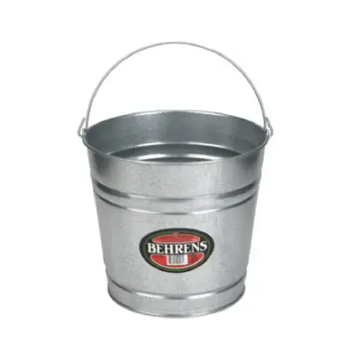 Pail, 12 qt Capacity, Galvanized Steel Gray