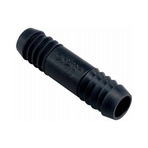 Tube Coupling, 1/2 in Connection, Barb, Plastic Black