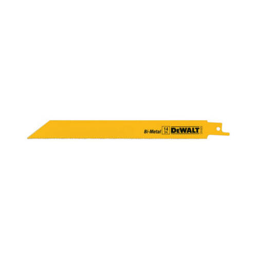 Reciprocating Saw Blade, 3/4 in W, 8 in L, 14 TPI Yellow - pack of 5