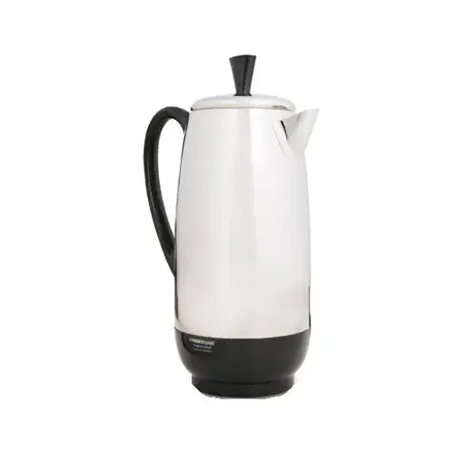 Farberware FCP412 Electric Percolator, 2 to 12 Cup Capacity, 1 W, Stainless Steel, Knob Control Black/Silver
