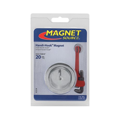 Magnetic Hook Handi-Hook 1.25" L X 2" W Silver 20 lb. pull Silver
