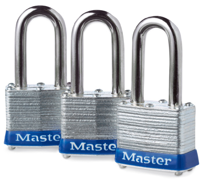 Master Lock 3TRILF Padlock, Keyed Alike Key, 9/32 in Dia Shackle, 1-1/2 in H Shackle, Steel Shackle, Steel Body Laminated - pack of 3