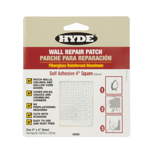 Hyde 09898 Drywall Repair Sheets 4" W X 4" L X 1/4" White