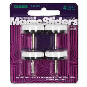 MAGIC SLIDERS L P 45560 1-1/8 Round Nail on Furniture Glide,(4