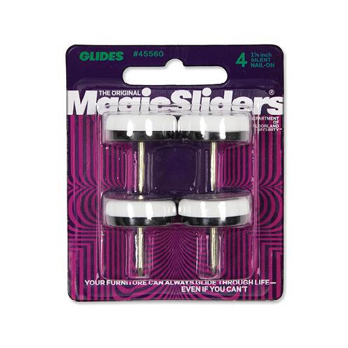 Magic Sliders 45560 Slide Glides White 1-1/8" Nail-On Plastic White