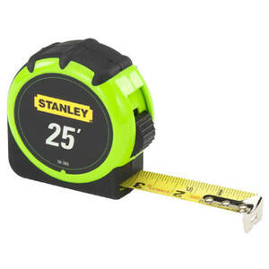 912387-8 Stanley Tape Measure: 25 ft. Blade L, 1 in Blade W, in/ft