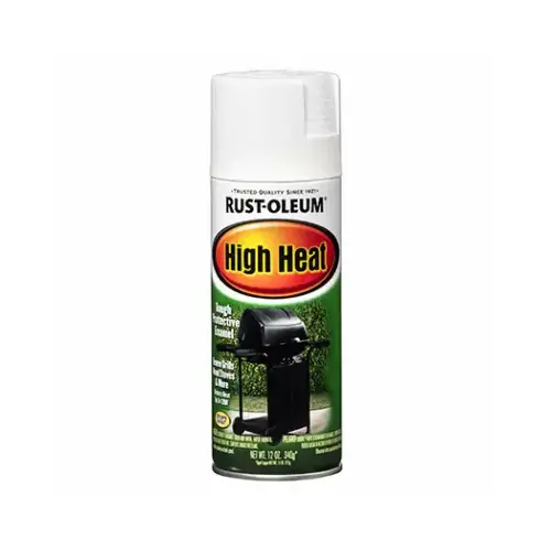 High Heat Spray Paint, Satin, White, 12 oz, Aerosol Can