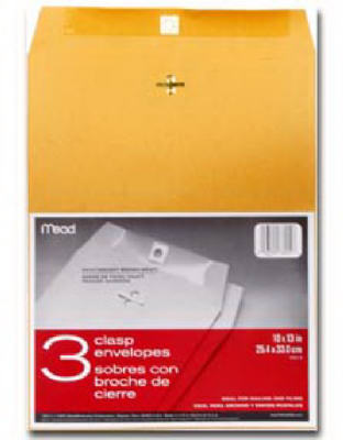 Mead 76014 Heavyweight Clasp Envelopes, 10 x 13 In - pack of 3 Brown
