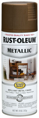 Rust-Oleum 7274-830 STOPS RUST Metallic Spray Paint, Metallic, Antique Brass, 11 oz, Aerosol Can