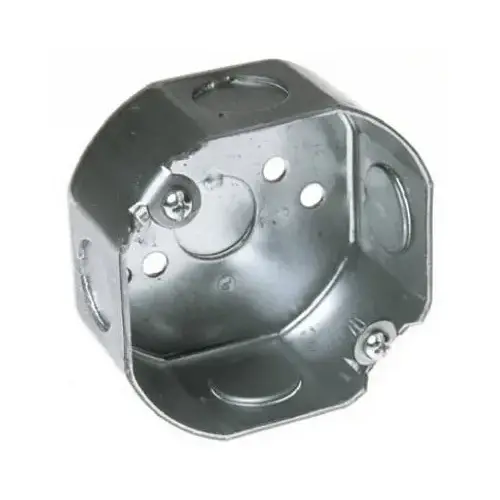 3RB 3RB-50 Outlet Box with Extension Ring, 1 -Gang, 5 -Knockout, 1/2 in Knockout, Steel, Gray, Galvanized