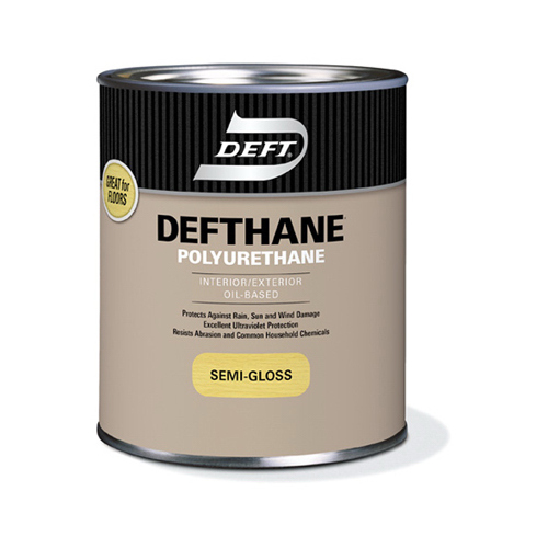Defthane Polyurethane, Semi-Gloss, Liquid, Amber, 1 qt, Can