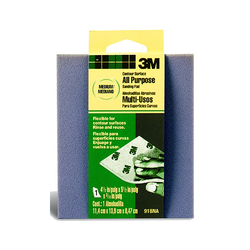 918 Sanding Sponge, 5-1/2 in L, 4-1/2 in W, 80 Grit, Medium