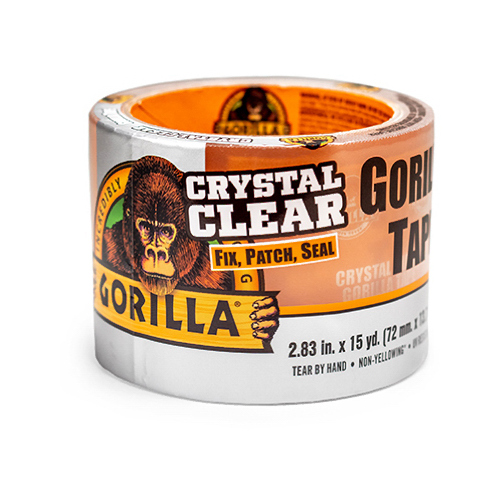 Gorilla 101277 Crystal Clear Tough and Wide Tape 15 yd Roll, 15 yd L, 2.83 in W, Clear