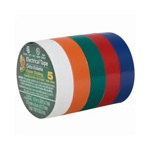 Electrical Tape 1/2" W X 20 ft. L Assorted Vinyl Assorted