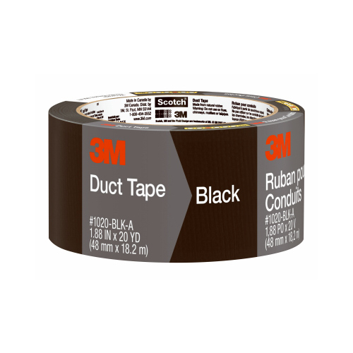 SCOTCH 3920-BK Duct Tape, 20 yd L, 1.88 in W, Black