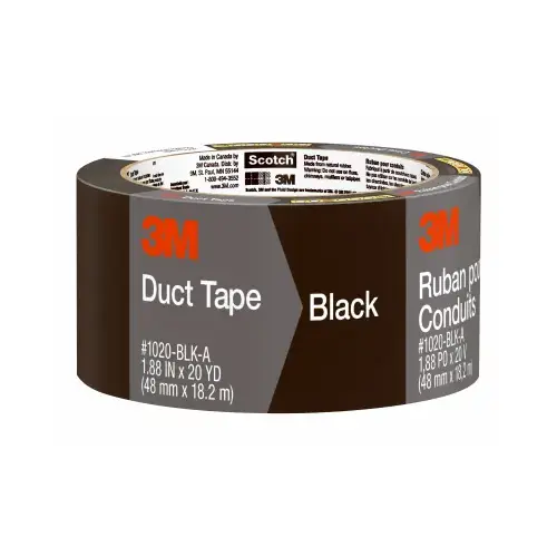 SCOTCH 3920-BK Duct Tape, 20 yd L, 1.88 in W, Black