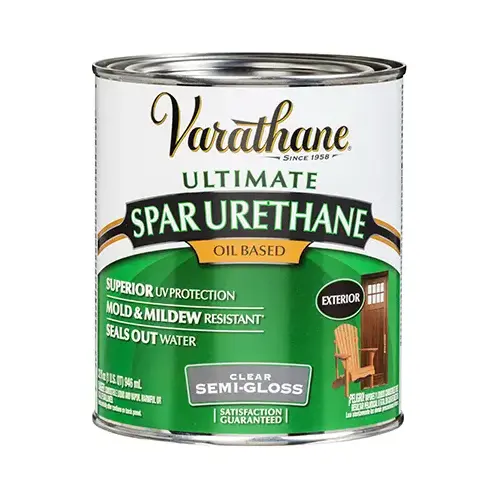 Spar Urethane Paint, Semi-Gloss, Liquid, Clear, 1 qt, Can