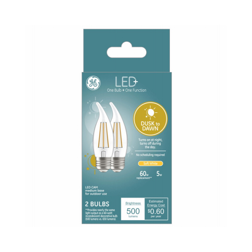 LED Dusk to Dawn Bulb LED+ CAM E26 (Medium) Soft White 60 W Clear Pair