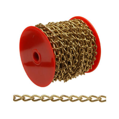 Twist Chain, 200, 49 ft L, 12 lb Working Load, Brass