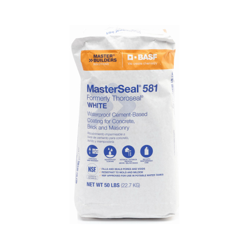 BASF MS581WH50 Waterproof Coating MasterSeal 581 White Cement-Based 50 lb White