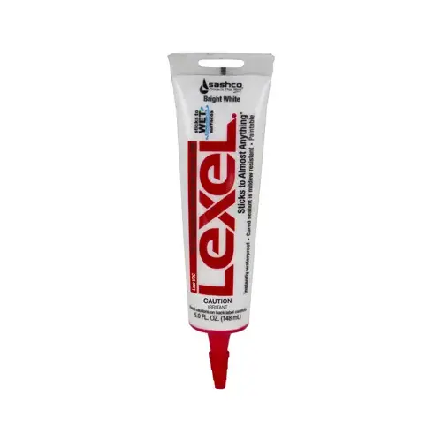 Lexel 13043 Elastic Sealant, White, 7 days Curing, 0 to 120 deg F, 10.5 oz Squeeze Tube