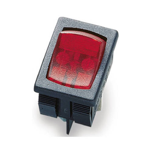 GSW Rocker Switch, 10/13 A, 125/250 V, SPST, 0.52 x 0.77 in Panel Cutout, Nylon Housing Material, Black