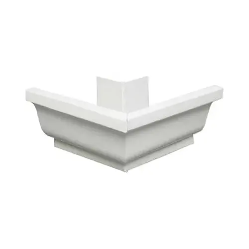 Gutter Outside Mitre, White Aluminum, 5 In.