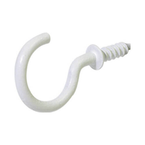 Hook Small Vinyl Coated White Steel 7/8" L 1 lb Vinyl Coated