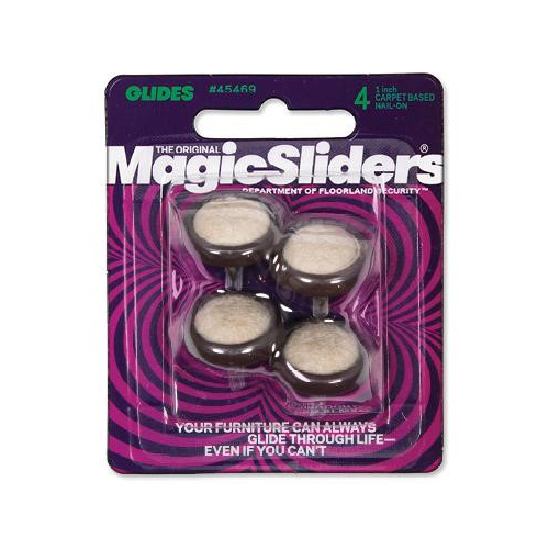 Magic Sliders 45469 Cushioned Glide Brown/Gray 1" Nail-On Carpet/Plastic Brown/Gray