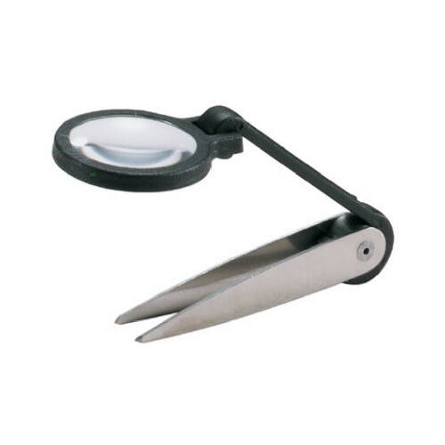 Tweezers with Magnifier 2.25" Black