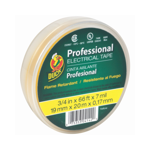 Electrical Tape Professional Grade 3/4" W X 66 ft. L Yellow Vinyl Yellow - pack of 12