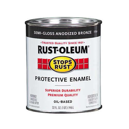 Rust-Oleum 7754502 Protective Paint Stops Rust Indoor and Outdoor Gloss Anodized Bronze Oil-Based 1 qt Anodized Bronze