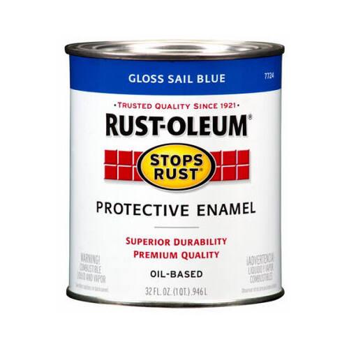 RustOleum 7724502 STOPS RUST Protective Enamel, Gloss, Sail Blue, 1 qt Can
