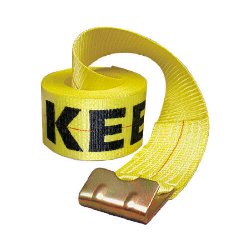 Winch Strap, 4 in W, 30 ft L, Polyester, Yellow