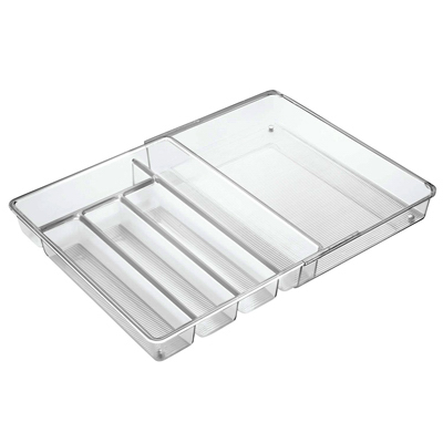 iDesign 57430 Cutlery Organizer Linus 2.25" H X 14.25" W X 11.25" D Clear